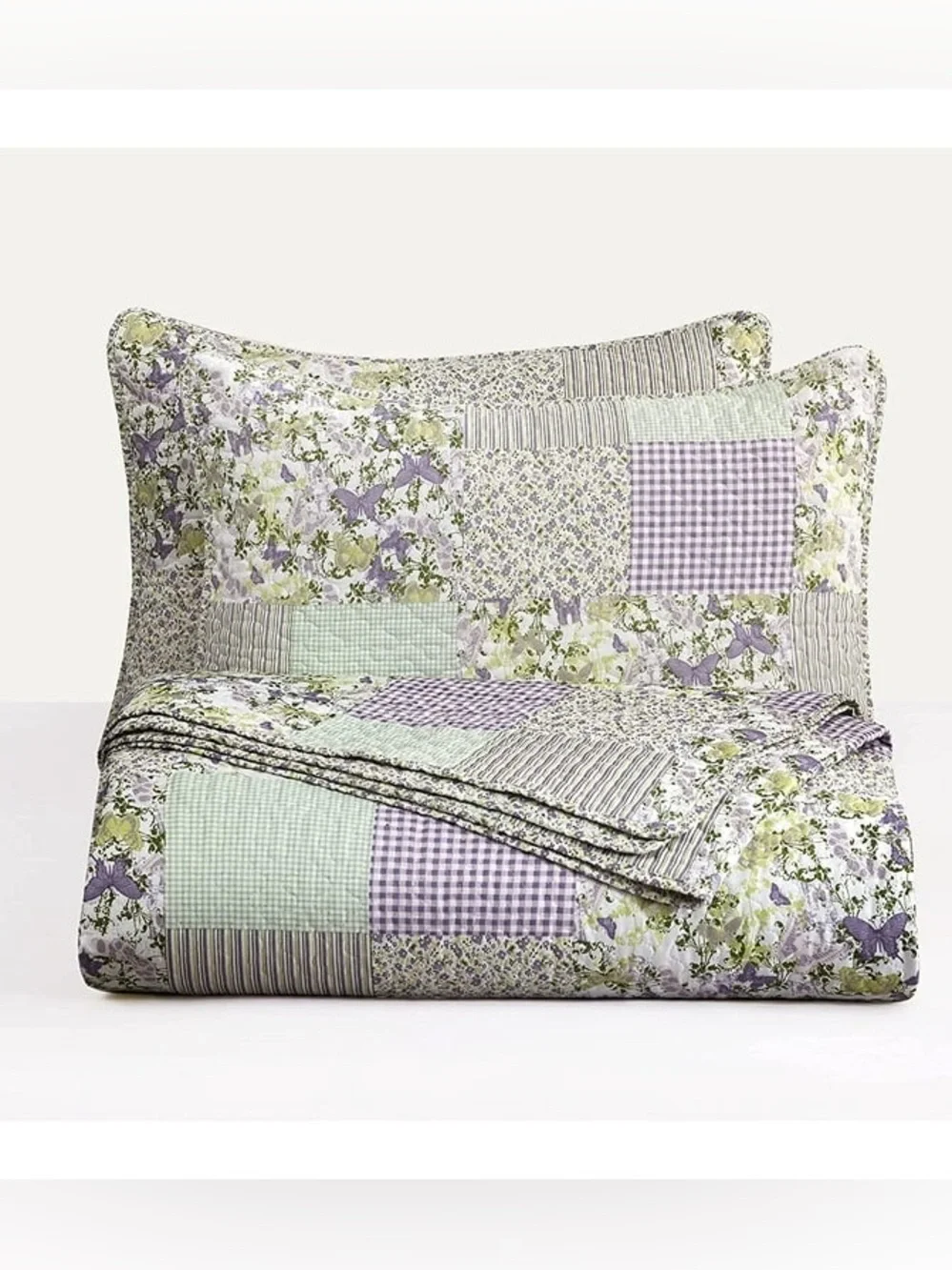 Floral Patchwork king 3 piece Quilt Set - Lavender & Sage